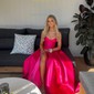 Ball Gown Strapless Satin Corset Prom Dresses With Ruched