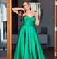 Ball Gown Strapless Satin Prom Dresses With Ruched