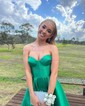 Ball Gown Strapless Satin Prom Dresses With Ruched