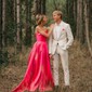 Ball Gown Strapless Satin Prom Dresses With Ruched