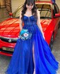 Ball Gown Square Neck Tulle Prom Dresses With Appliques