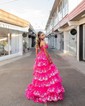 Princess Off-the-shoulder Sequin Tiered Prom Dresses
