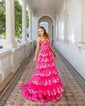 Princess Off-the-shoulder Sequin Tiered Prom Dresses