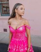 Princess Off-the-shoulder Sequin Tiered Prom Dresses