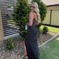 Black Mermaid V-neck Jersey Beaded Prom Dresses