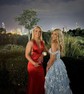 Ball Gown Off-the-shoulder Tulle Tiered Prom Dresses With Appliques