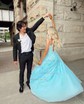 Ball Gown Scoop Neck Tulle Prom Dresses With Appliques