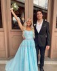 Ball Gown Scoop Neck Tulle Prom Dresses With Appliques