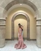 Mermaid Strapless Sparkly Velvet Sequin Prom Dresses