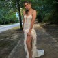 Sheath/Column Strapless Sparkly Sequin Prom Dresses With Feather