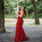 Mermaid V-neck Sparkly Velvet Sequin Prom Dresses