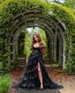 Ball Gown Off-the-shoulder Sequin Tiered Prom Dresses