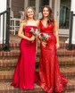 Mermaid Strapless Satin Corset Prom Dresses With Ruched