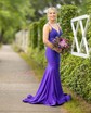 Mermaid V-neck Jersey Cut Out Beaded Prom Dresses