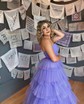 Ball Gown Strapless Tulle Ruffle Tiered Prom Dresses