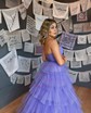 Ball Gown Strapless Tulle Ruffle Tiered Prom Dresses