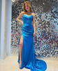 Mermaid V-neck Satin Prom Dresses With Ruched
