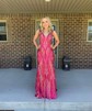 Mermaid V-neck Backless Sparkly Sequin Prom Dresses