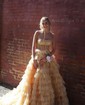 Ball Gown Strapless Tulle Ruffle Tiered Prom Dresses