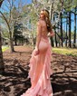 Mermaid Square Neck Satin Ruffle Prom Dresses