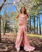 Mermaid Square Neck Satin Ruffle Prom Dresses