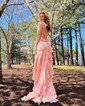 Mermaid Square Neck Satin Ruffle Prom Dresses