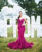 Mermaid V-neck Sparkly Velvet Sequin Prom Dresses