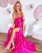 Mermaid Off-the-shoulder Satin Corset Prom Dresses With Ruched