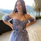 Ball Gown Strapless Tulle Prom Dresses With Appliques