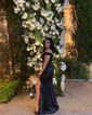 Sheath/Column Off-the-shoulder Satin Prom Dresses With Beading