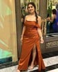 Sheath/Column Off-the-shoulder Satin Prom Dresses With Ruched