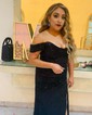 Sheath/Column Off-the-shoulder Sparkly Sequin Prom Dresses With Ruched