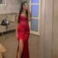 Sheath/Column Cowl Neck Satin Corset Prom Dresses With Ruched
