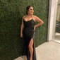 Sheath/Column Cowl Neck Satin Prom Dresses With Ruched