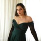A-line Off-the-shoulder Satin Prom Dresses With Ruched