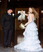 Ball Gown V-neck Sequin Ruffle Tiered Prom Dresses