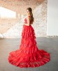 Ball Gown V-neck Sequin Ruffle Tiered Prom Dresses