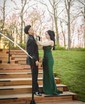 Mermaid Square Neck Jersey Beaded Prom Dresses With Appliques