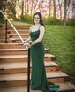 Mermaid Square Neck Jersey Beaded Prom Dresses With Appliques