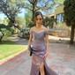 Sheath/Column Off-the-shoulder Satin Prom Dresses With Beading