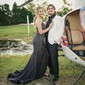 Black Mermaid V-neck Jersey Beaded Prom Dresses
