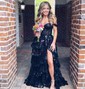 Ball Gown Off-the-shoulder Tulle Tiered Prom Dresses With Appliques