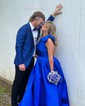 Ball Gown One Shoulder Satin Modest Prom Dresses With Bow