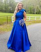 Ball Gown One Shoulder Satin Modest Prom Dresses With Bow