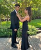 Black Mermaid V-neck Jersey Beaded Prom Dresses