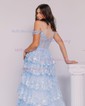 Ball Gown Off-the-shoulder Sequin Tiered Prom Dresses