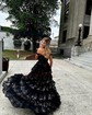 Ball Gown Off-the-shoulder Sequin Tiered Prom Dresses