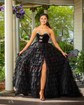 Ball Gown V-neck Tulle Ruffle Tiered Prom Dresses With Beading