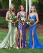 Black Mermaid V-neck Jersey Beaded Prom Dresses