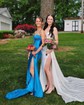 Mermaid Strapless Satin Cut Out Prom Dresses With Ruched